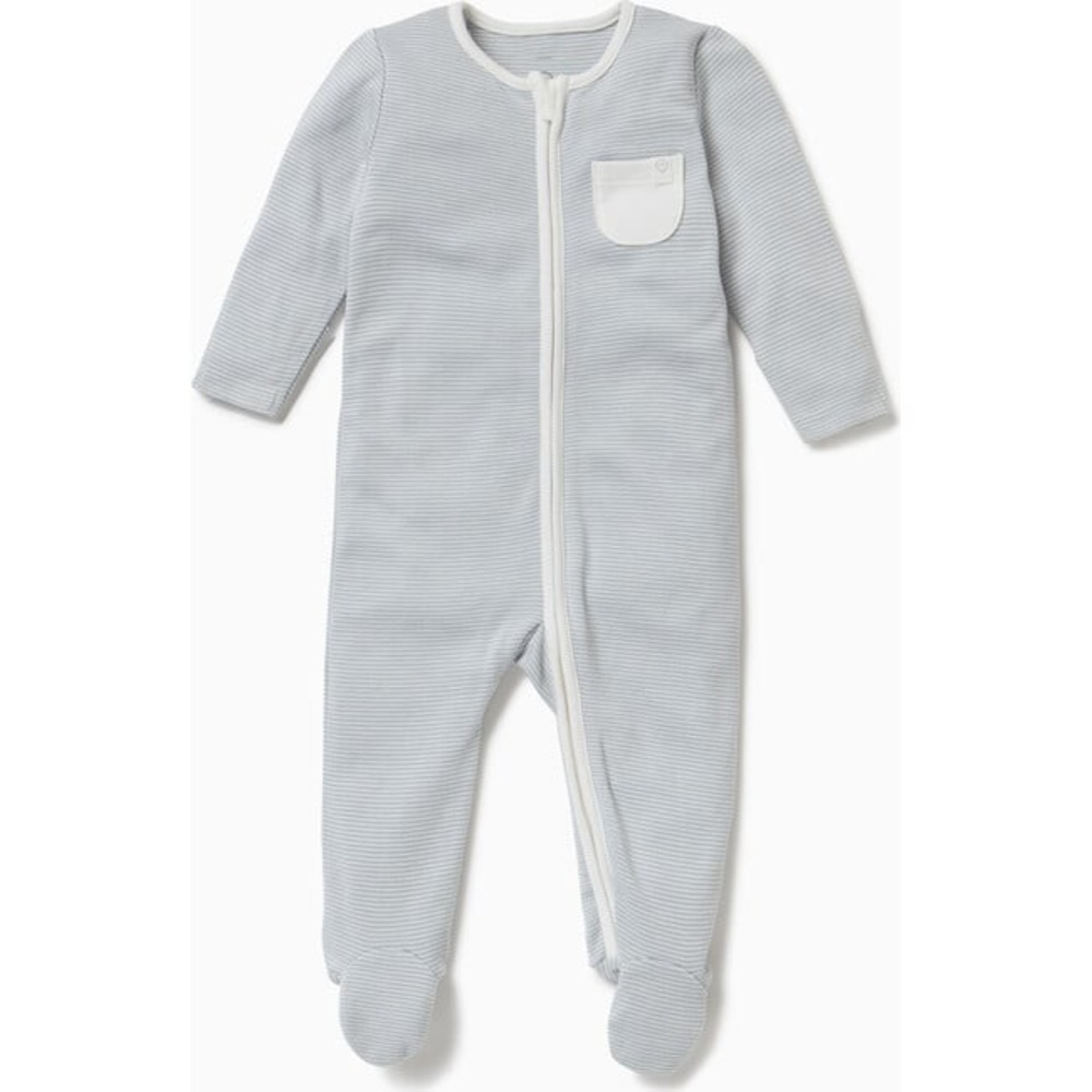 MORI striped clever zip footie pajama